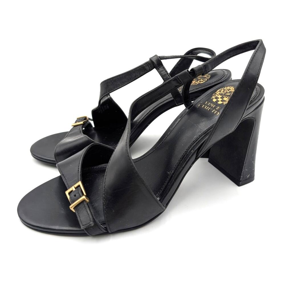 Vince Camuto Adesie Slingback Block Heel Sandals Women's Black Size 8M EU39